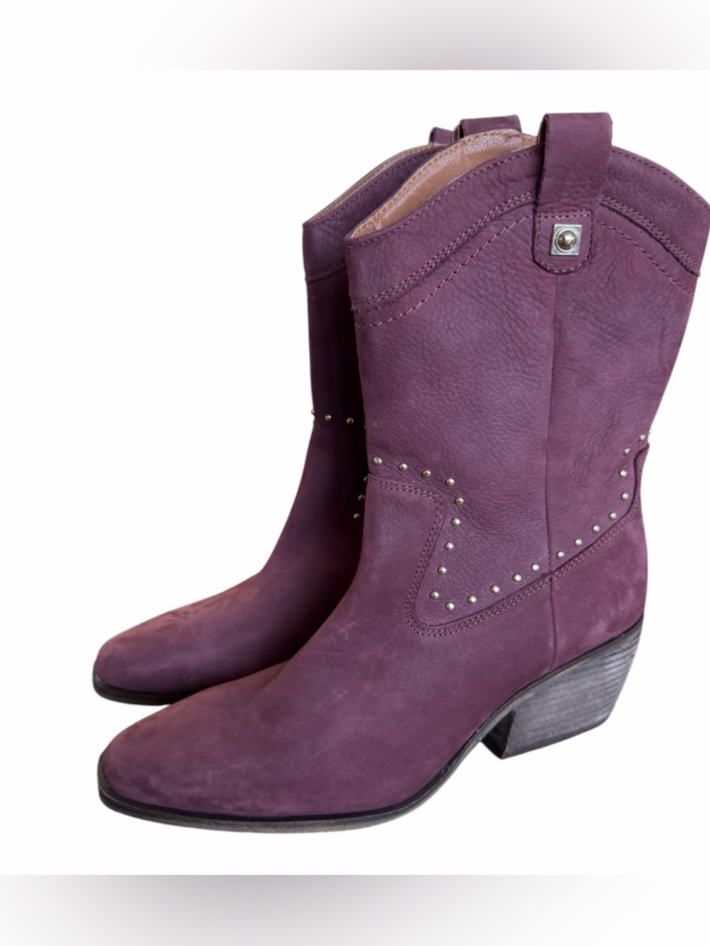 Lucky Brand Purple Suede Studded Western Ankle Boots